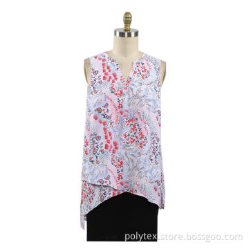 sleeveless V neck blouse